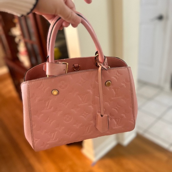 Authentic Louis Vuitton Montaigne BB โ Rose Poudre Monogram Empreinte Leather - Picture 10 of 10